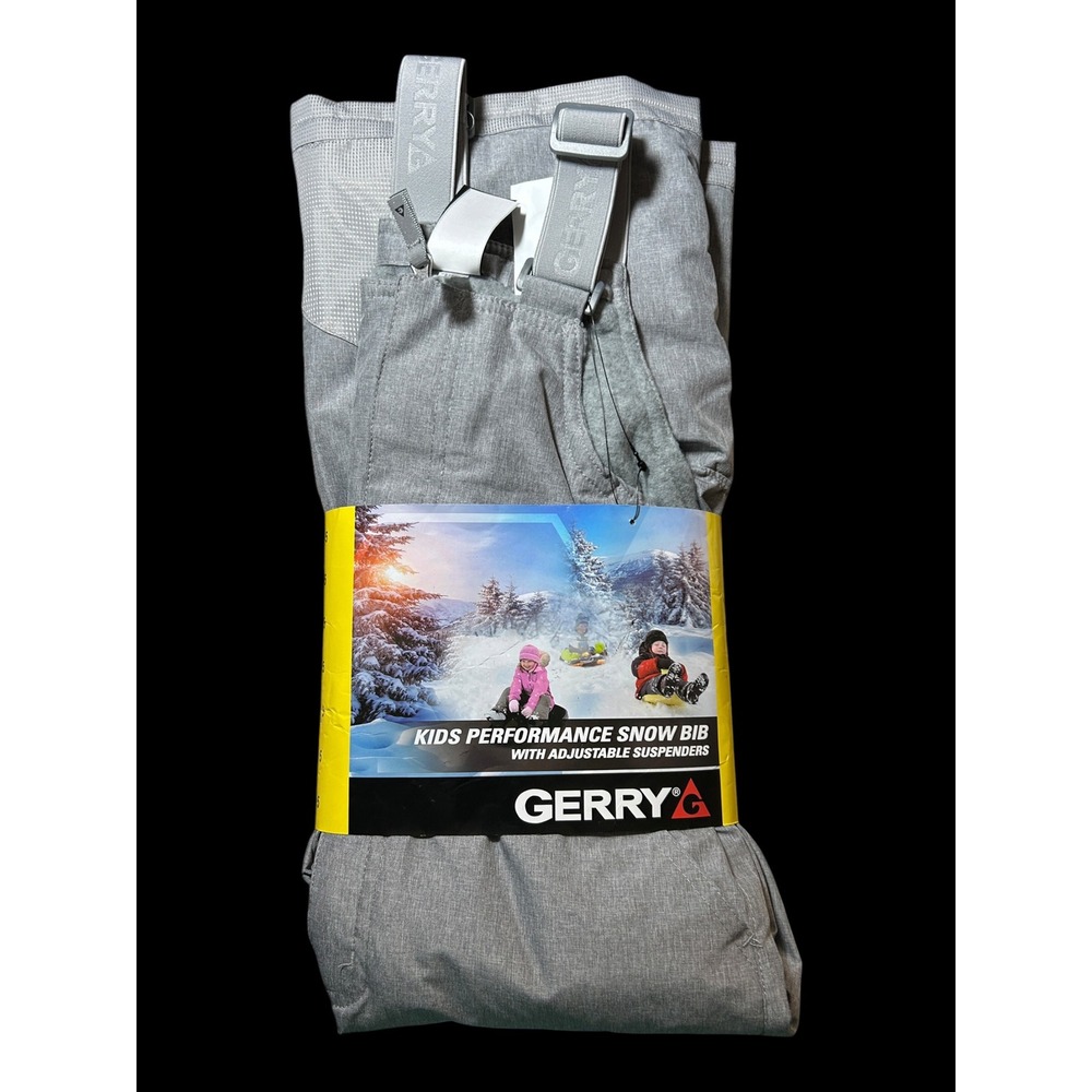 Gerry Kids Performance Snow Bib Gray MD Heather Adjustable Suspenders Size 5 NEW